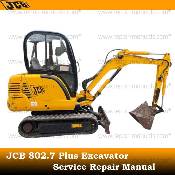 Service Repair Manual for JCB 802.7 Plus Excavator, showcasing detailed diagrams and maintenance instructions