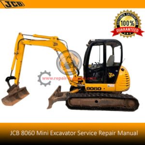 JCB 8060 Mini Excavator Service Repair Manual cover featuring the model and technical illustrations