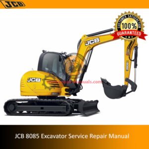 JCB 8085 Excavator Service Repair Manual cover featuring the model and technical illustrations for maintenance guidance