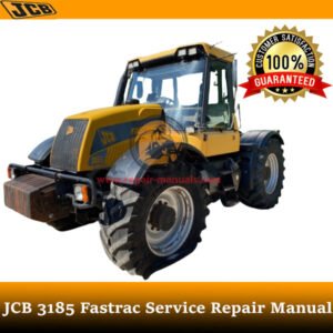 JCB 3185 Fastrac Service Repair Manual cover featuring the model and technical illustrations for maintenance guidance
