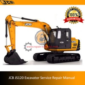 JCB JS120 Excavator Service Repair Manual, showcasing the model and key service instructions for effective maintenance