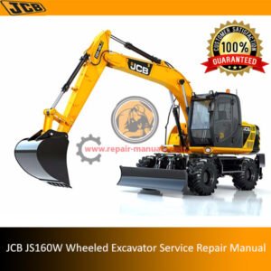 Service Repair Manual for JCB JS160W Wheeled Excavator, showcasing detailed diagrams and maintenance instructions