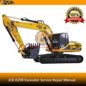 JCB JS290 Excavator Service Repair Manual cover featuring the model and technical illustrations for maintenance guidance