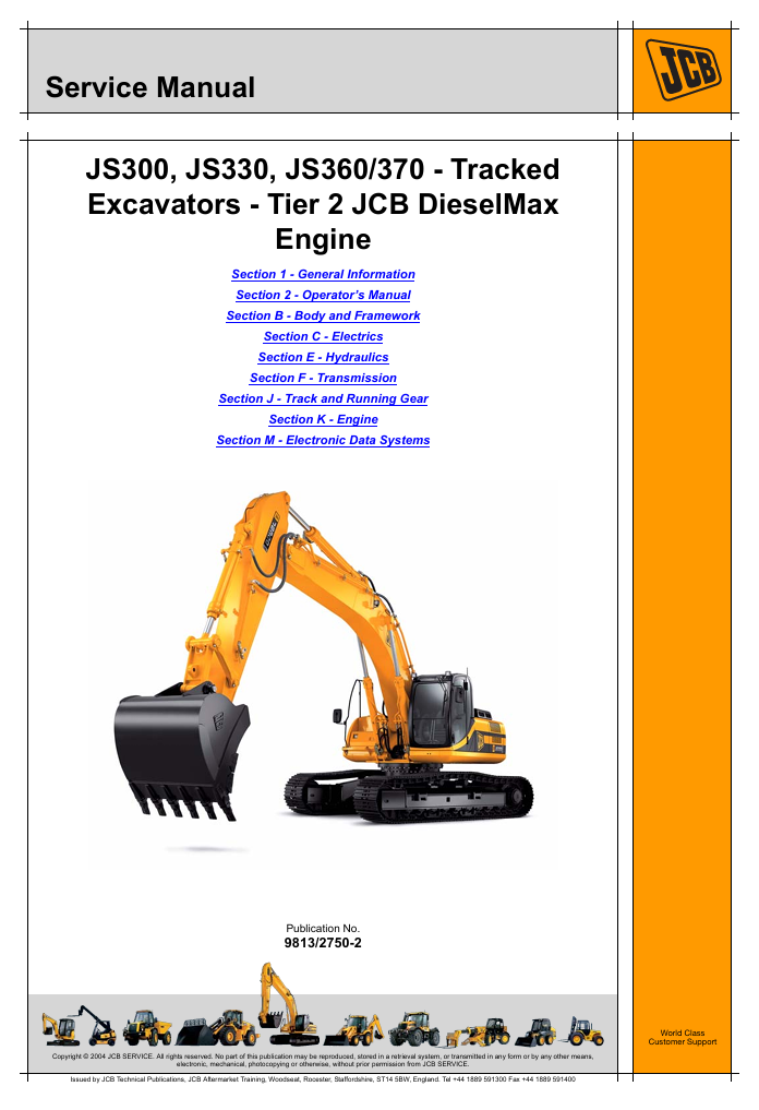 Comprehensive service manual for JCB JS330 excavator, covering repair guidelines and maintenance tips