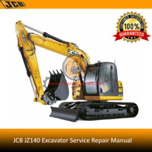 JCB JZ140 Excavator Service Repair Manual, showcasing the title and relevant technical graphics for maintenance guidance