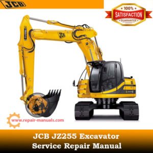 JCB JZ255 Excavator Service Repair Manual cover featuring the model and technical illustrations for maintenance guidance