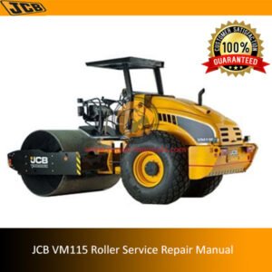 JCB VM115 Roller Service Repair Manual cover featuring the title and technical illustrations of the roller components