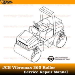 JCB Vibromax 365 Roller Service Repair Manual cover featuring the model and technical illustrations for maintenance guidance