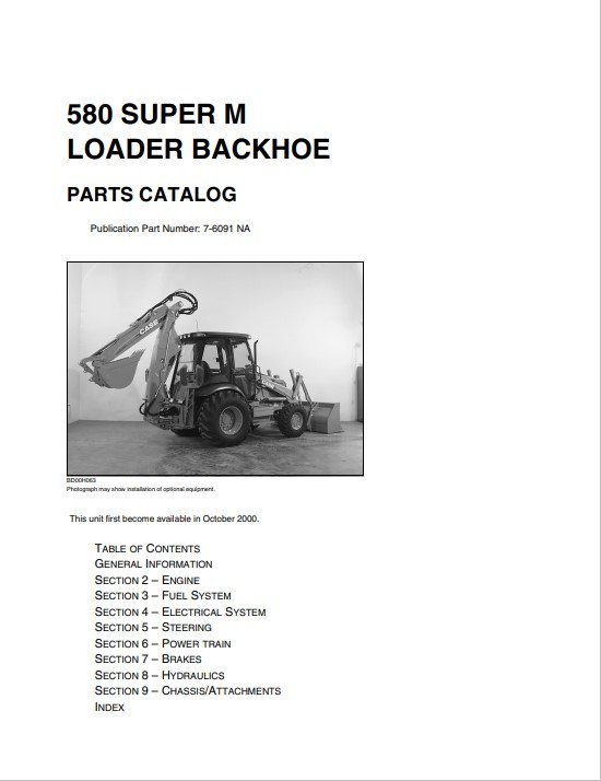 Case 580 Super M backhoe Loader parts manual