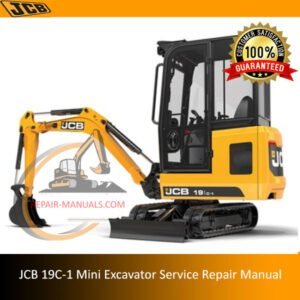 JCB 19C-1 Mini Excavator service repair manual cover featuring the model and technical illustrations