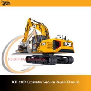 JCB 210X Excavator Service Repair Manual, showcasing the title and relevant technical graphics for maintenance guidance