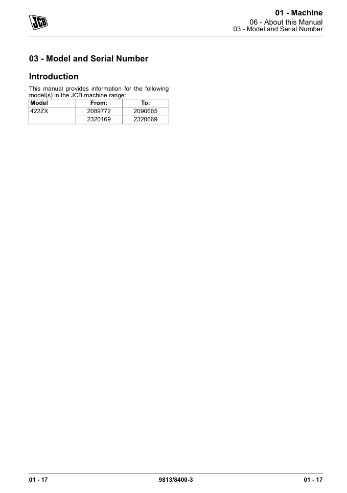 Comprehensive service manual for JCB 422ZX Wheel Loader, covering repair and maintenance guidelines