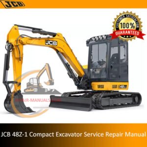 JCB 48Z-1 Excavator Service Repair Manual cover featuring the model and technical illustrations for maintenance guidance