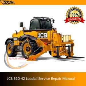 JCB 510-42 Loadall Service Repair Manual cover featuring the model and technical illustrations for maintenance guidance