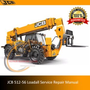 JCB 512-56 Loadall Service Repair Manual cover featuring the model and technical illustrations for maintenance guidance