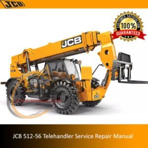 JCB 512-56 Telehandler Service Repair Manual cover featuring the model and technical illustrations for maintenance guidance