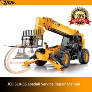 JCB 514-56 Loadall Service Repair Manual cover featuring the model and technical illustrations for maintenance guidance