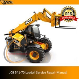 JCB 541-70 Loadall Service Repair Manual cover featuring the model and technical illustrations for maintenance guidance
