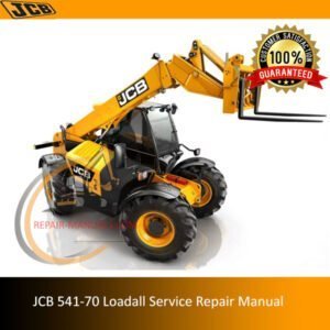 JCB 541-70 Loadall Service Repair Manual cover featuring the model and technical illustrations for maintenance guidance
