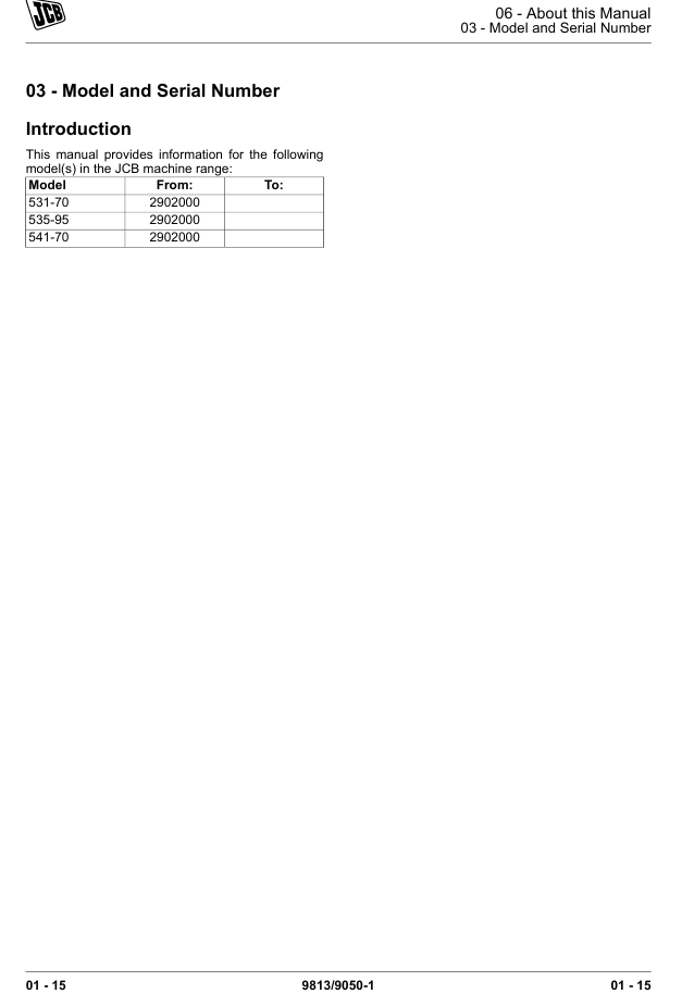 Detailed repair manual for JCB 541-70 Loadall, focusing on service procedures and maintenance practices
