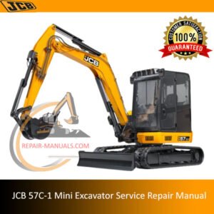 JCB 57C-1 Mini Excavator service repair manual cover featuring the model and technical illustrations