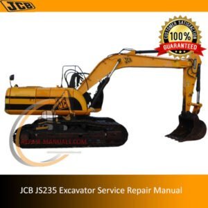 JCB JS235 Excavator Service Repair Manual, showcasing the title and detailed diagrams for maintenance guidance