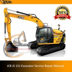 JCB JS 131 Excavator Service Repair Manual cover featuring the model and technical illustrations for maintenance guidance