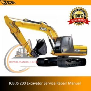 JCB JS200 Excavator Service Repair Manual, displaying the model name and key illustrations for service proceduresJCB JS200 Excavator Service Repair Manual, displaying the model name and key illustrations for service procedures