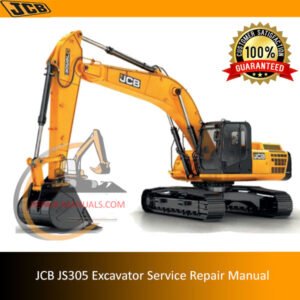 JCB JS305 Excavator Service Repair Manual, showcasing the title and detailed diagrams for maintenance guidance