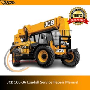 JCB 506-36 Loadall Service Repair Manual cover featuring the model and technical illustrations for maintenance guidance
