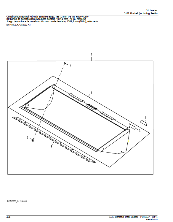 John Deere 333G Compact Track Loader Parts Manual