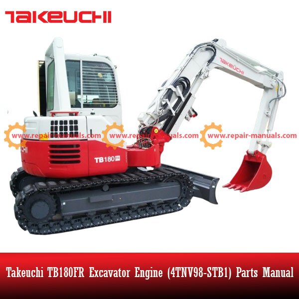 Takeuchi TB180FR Excavator parts manual detailing the 4TNV98-STB1 engine and its various components