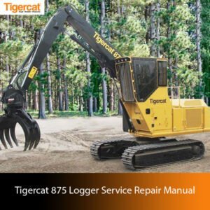 Tigercat 875 Logger Service Repair Manual cover featuring the model number and service details for maintenance and repairs