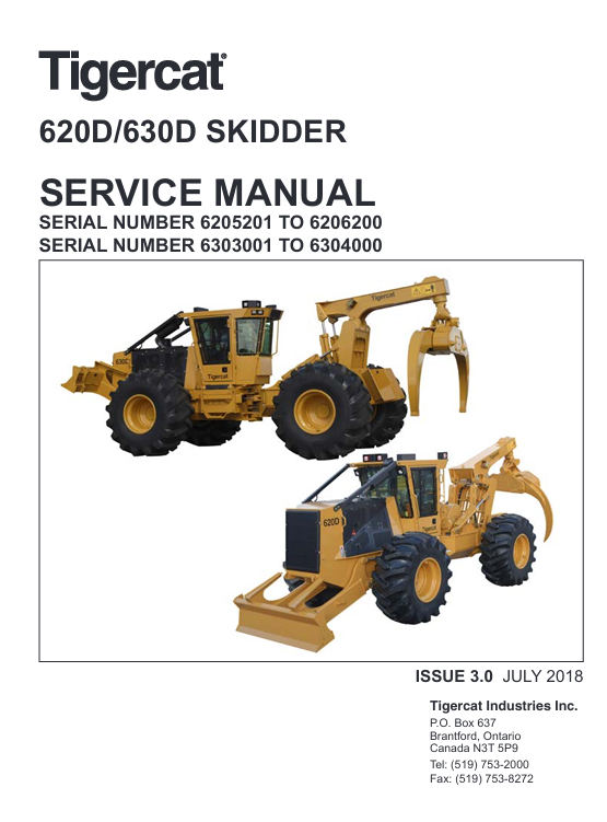 Tigercat 620D Skidder Service Repair Manual cover, illustrating repair techniques and maintenance information