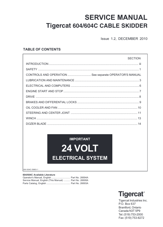 Tigercat 604C Cable Skidder Service Repair Manual - Image 2