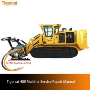 Tigercat 480 Mulcher Service Repair Manual cover featuring technical illustrations and detailed repair instructions