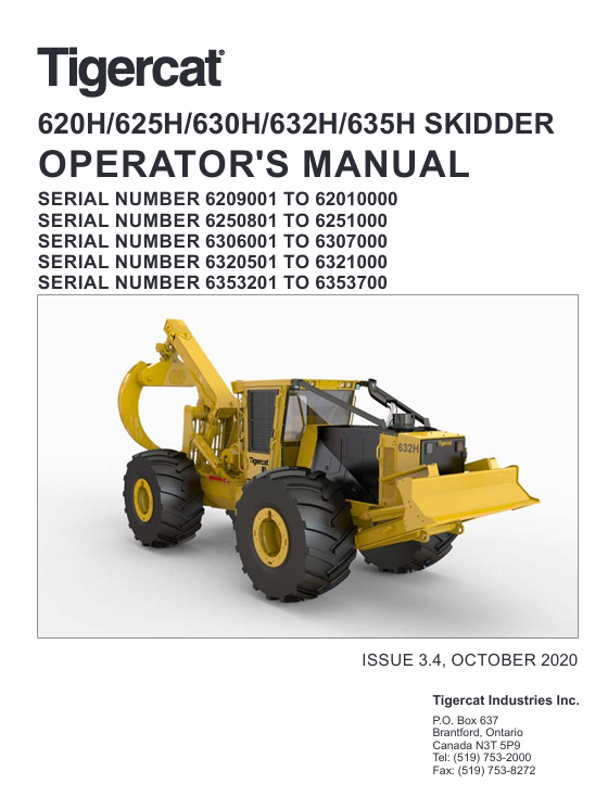 Tigercat 625H Skidder Operator's Manual - Image 2