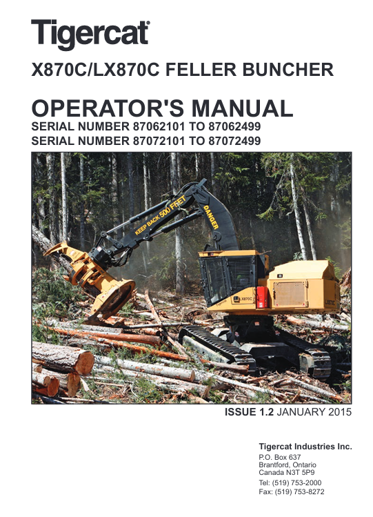Tigercat LX870C Feller Buncher Operator's Manual - Image 2