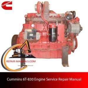 Cummins 6T-830 Engine Service Repair Manual cover featuring technical illustrations and detailed repair instructions