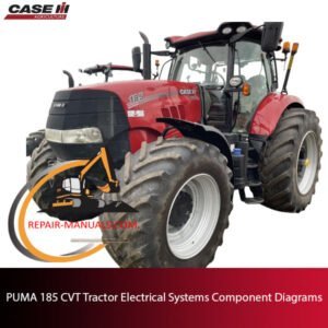 Diagrams of electrical systems components for the Case PUMA 185 CVT tractor, detailing connections and configurations