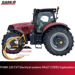 Diagram of PUMA 220 CVT electrical systems with explanations of various fault codes and their meanings