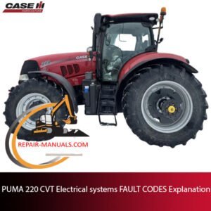 Diagram of PUMA 220 CVT electrical systems with explanations of various fault codes and their meanings