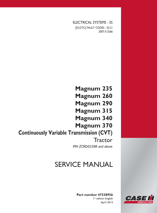 Case Magnum 315 Tractor Electrical systems- FAULT CODES Explanation - Image 2