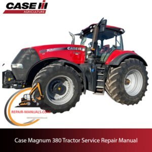 Cover of the service repair manual for Case Magnum 380 tractor, including essential repair guidelines and troubleshooting tips