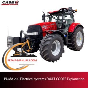 Diagram of PUMA 200 electrical systems showing fault codes and their explanations for troubleshooting