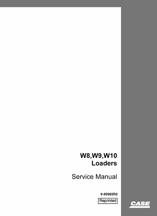 Case W10 Loader service repair manual, showcasing essential repair guidelines and diagrams for effective maintenance