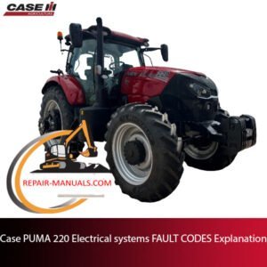 Diagram of PUMA 220 tractor electrical systems with explanations of various fault codes and their meanings