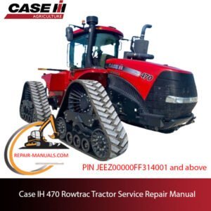 Service repair manual cover for Case IH 470 Rowtrac Tractor, featuring detailed maintenance and troubleshooting information