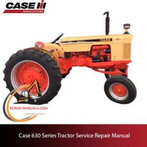 Service repair manual cover for Case 630 tractor, featuring detailed diagrams and instructions for maintenance and repairs
