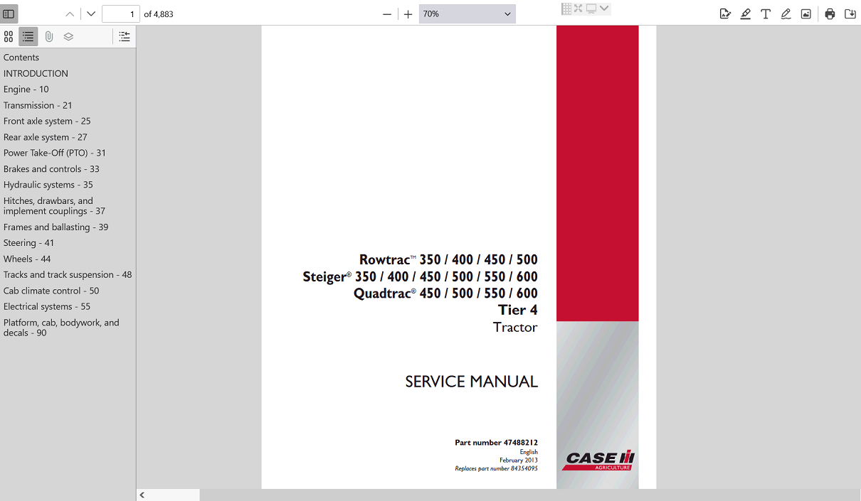 Case IH 350 Rowtrac Tractor service repair manual, including illustrations and step-by-step maintenance instructions